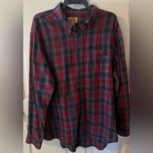 The Foundry Supply Co Men’s 3XLT Shirt - Flannel Burgundy/Blue Green